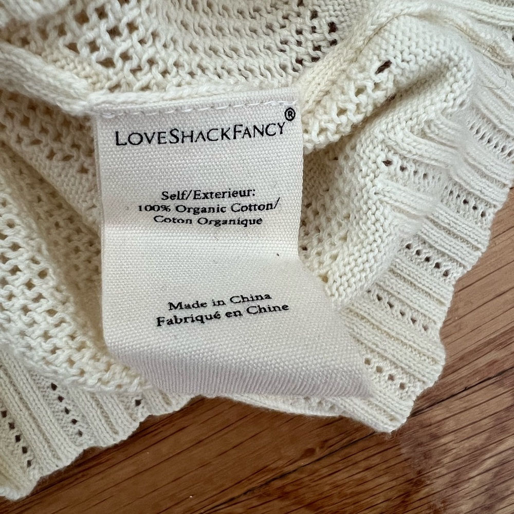 LoveShackFancy Venice Cropped Cardigan in Cream Size Large NWOT - Picture 8 of 8